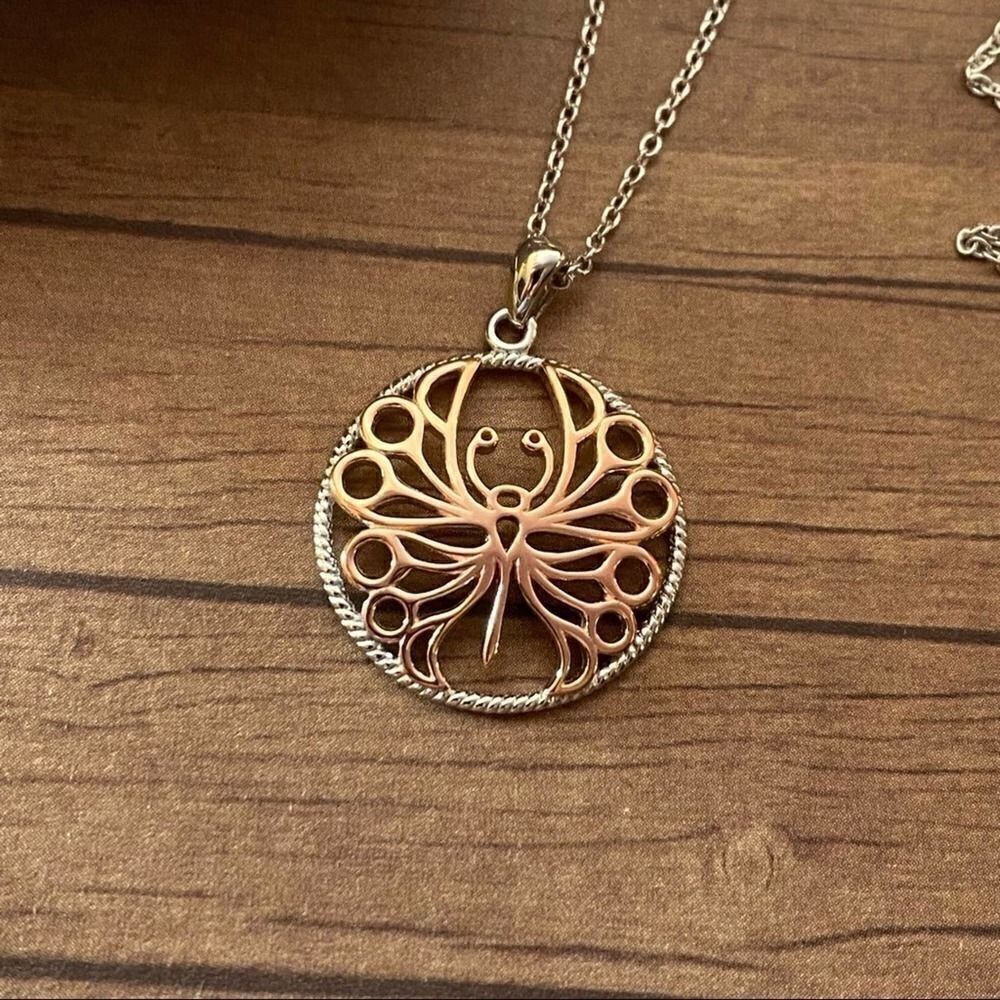 Sterling Silver Rose Gold Butterfly Necklace